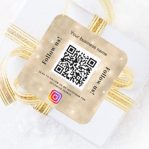 Goldener Firmenname qr Codeinstagramm Quadratischer Aufkleber