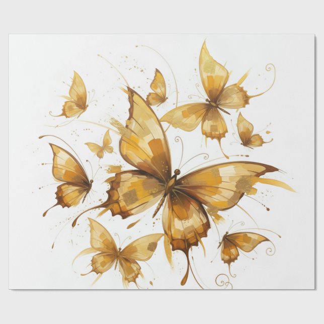 Goldener Flug Geschenkpapier (Flach)