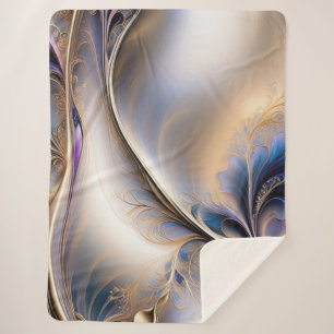 Goldener Fluss - Abstrakte blaue und goldene Fluid Sherpadecke