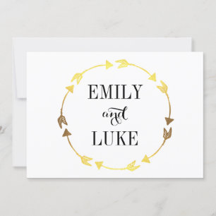 Goldener Foil Herzkloster Romantische Verlobung Einladung