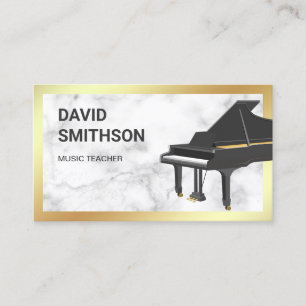 Goldener Fossil Weißer Marmor Piano Piano Pianist Visitenkarte