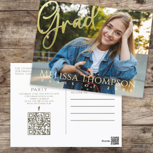 Goldener Foto Abschluss Einladung Postkarte