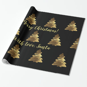 Goldener fröhlicher Weihnachtsbaum mit den Kerzen Geschenkpapier