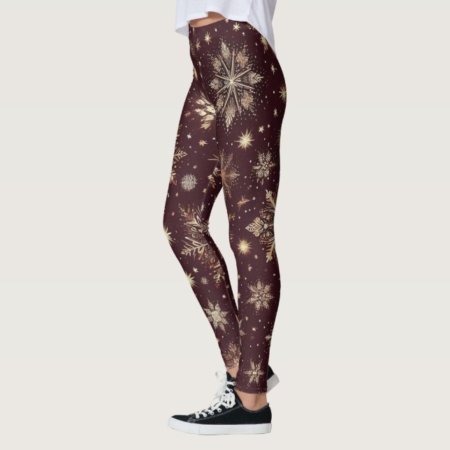 Goldener Frost Festivals Snowflake Wunderland Leggings (Links)