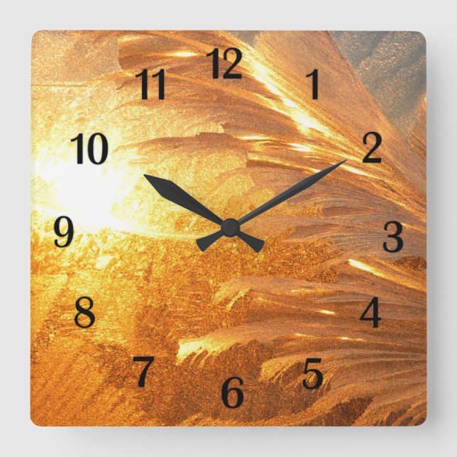 Goldener Frost Quadratische Wanduhr (Vorderseite)