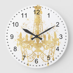 Goldener Funkel-Kronleuchter Große Wanduhr