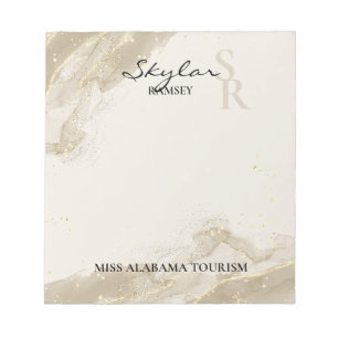 Goldener funkelnder Sand-Monogramm-Pageant-Notizbl Notizblock