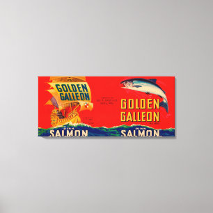 Goldener Galleon Marken-Lachs-Aufkleber Seattle, Leinwanddruck