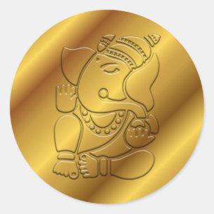 Goldener Ganesha Entwurf Runder Aufkleber