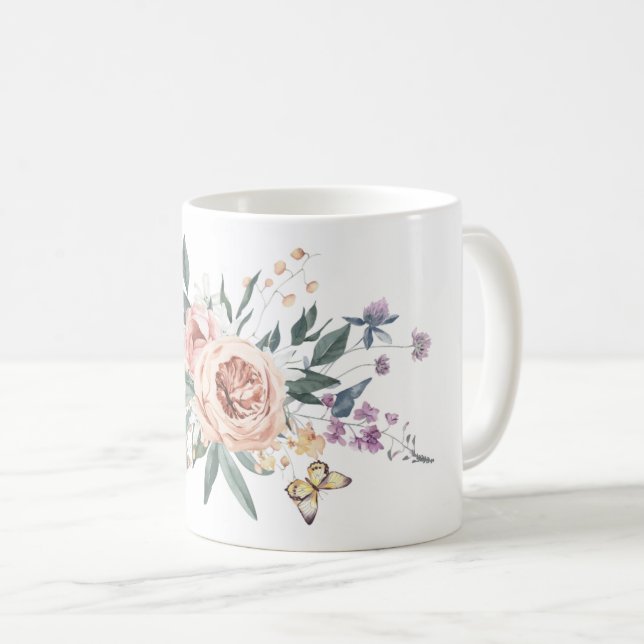 Goldener Garten | Chic Girly Blume Tasse (VorderseiteRechts)