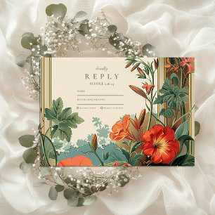 Goldener Gartenrahmen Florale Hochzeit RSVP Karte