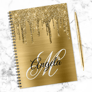 Goldener gebürsteter Folien-Glitter-Tropfen-Fancy- Notizblock