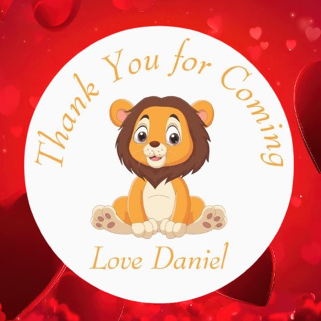 Goldener Geburtstag dank Aufkleber (adorable golden lion birthday thank you sticker)