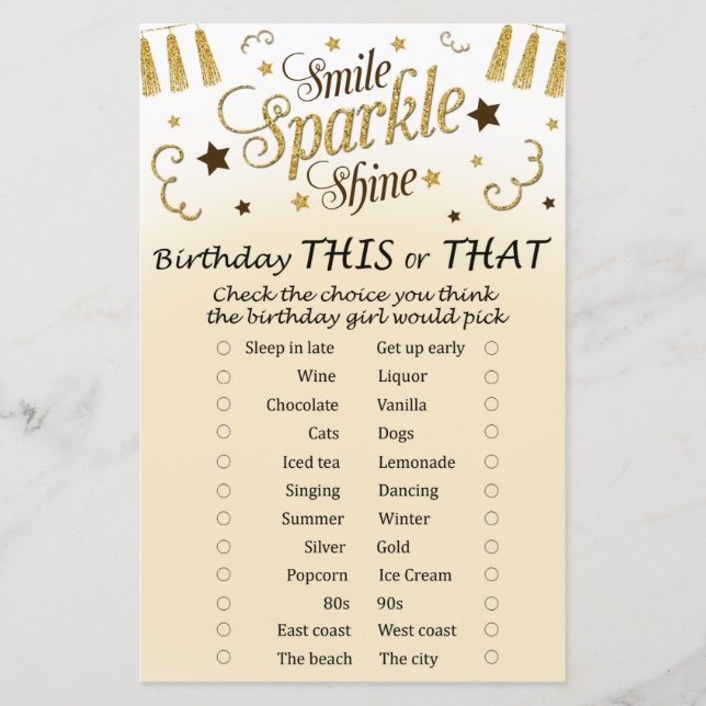 Goldener Geburtstag Dieses oder jenes Spiel (Vorderseite)