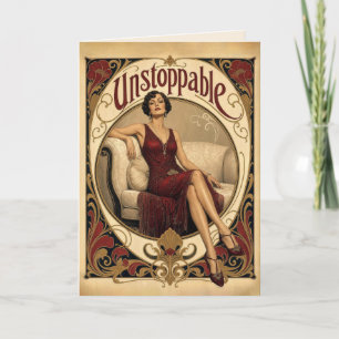 Goldener Geburtstag Elegante Frau im Jugendstil Karte