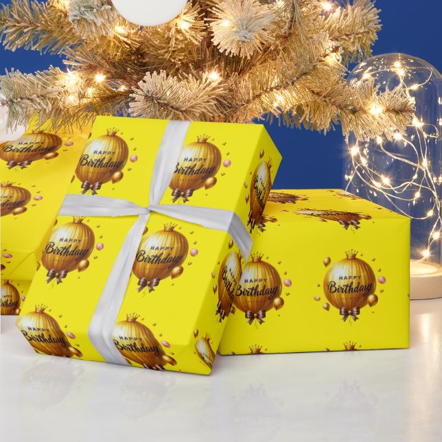 Goldener Geburtstagsballon Geschenkpapier (Feiertage)