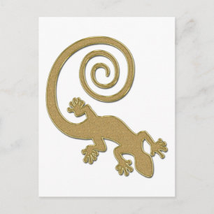 Goldener Gecko   eigener Hintergrund Postkarte