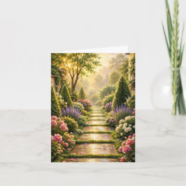 Goldener Geheimgartenweg Florale Grußkarte Karte
