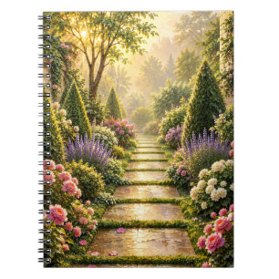 Goldener Geheimgartenweg Florales Notizbuch Notizblock