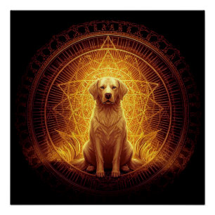 Goldener Geist Hund innerhalb der Heiligen Geometr Poster