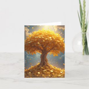 goldener Geldbaum Goldmünzen Feiertagskarte