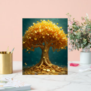 Goldener Geldbaum Goldmünzen Geld Dinero glücklich Acrylschild