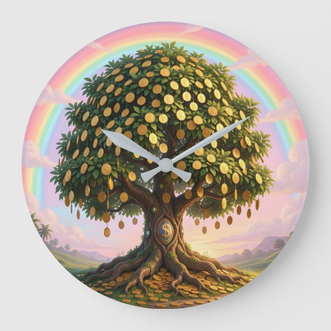 Goldener Geldbaum  Große Wanduhr (Vorderseite)