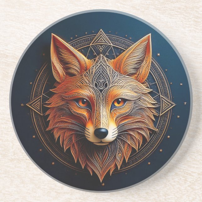 Goldener geometrischer Fuchs Getränkeuntersetzer (Vorne)