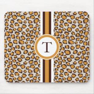 goldener Geparddruck mit Monogramm Mousepad