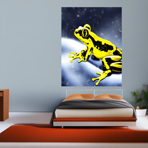 Goldener Giftfrosch im Schnee AI Art Poster