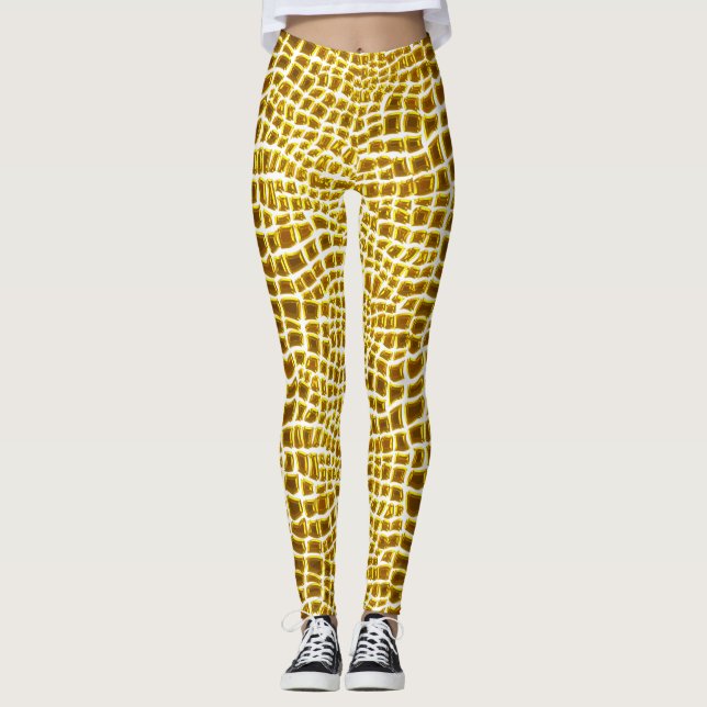 Goldener Giraffen-Druck Leggings (Vorderseite)