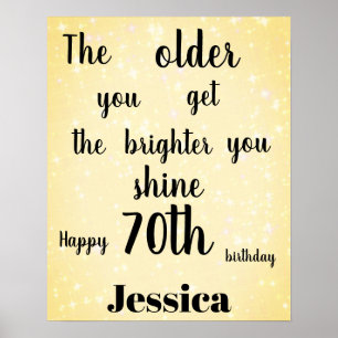 Goldener Glanz 70. Geburtstag Name Poster