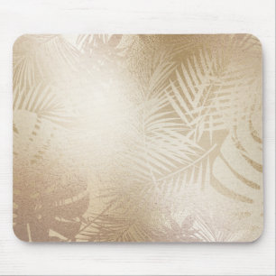 Goldener Glanz Botanische Tropische Palmbaumblätte Mousepad