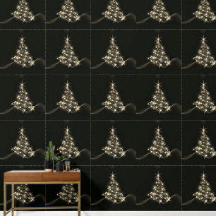 Goldener Glanz der Sterne auf dunklem Weihnachtsba Tapete