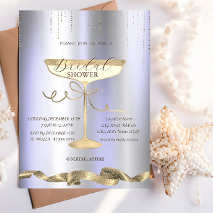 Goldener Glanz, Glas, Lila Brautparty Einladung