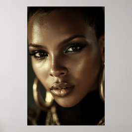 Goldener Glanz Melanin Wildes Porträt Poster
