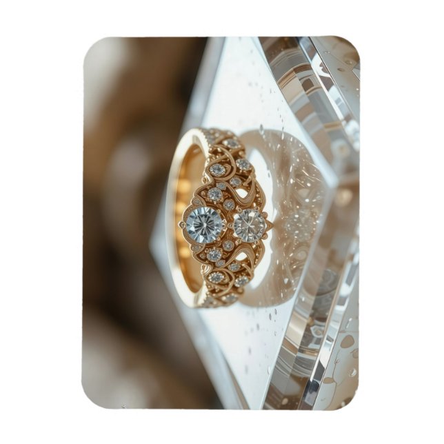 goldener glänzender Diamantring Magnet (Vertikal)