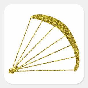 Goldener Gleitschirm-Aufkleber Quadratischer Aufkleber