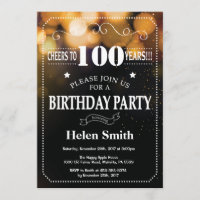 Goldener Glitzer 100. Geburtstag Einladung