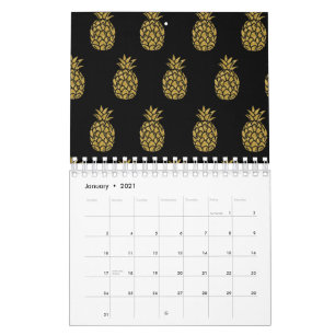 Goldener Glitzer Ananas Tropisches Obst Lover Kalender
