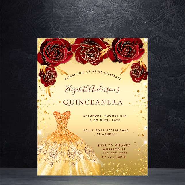 Goldener Glitzer aus Quinceanera, Blumenkostüm Flyer (Von Creator hochgeladen)