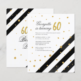 Goldener Glitzer Black Stripes 60. Geburtstag