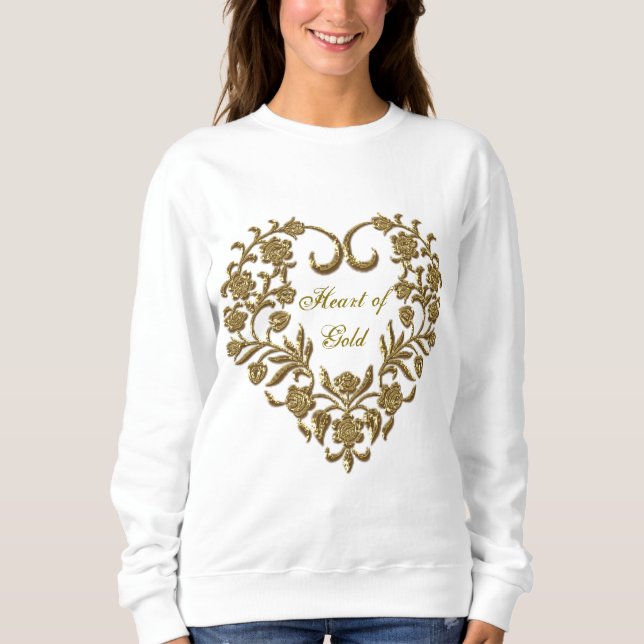 Goldener Glitzer Blühe Valentine Women's Sweatshirt (Vorderseite)