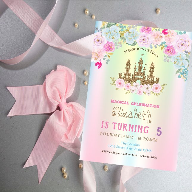 Goldener Glitzer Burg FIoro Iridescent Einladung (Von Creator hochgeladen)