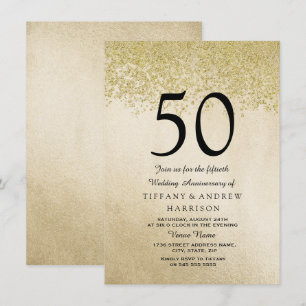 Goldener Glitzer - Einladung zum 50. Hochzeitstag