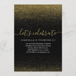 Goldener Glitzer - Einladung zum Geburtstag