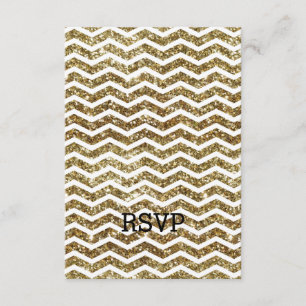 Goldener Glitzer Elegantes Zickzack Zig-Zag RSVP Karte