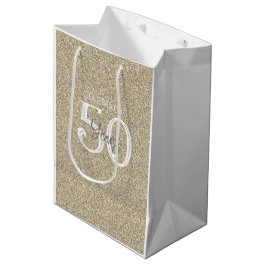 Goldener Glitzer FEIERT 50 JAHRE Eleganter Chic Mittlere Geschenktüte
