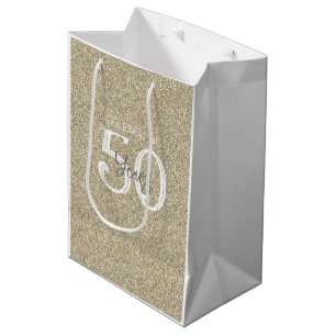 Goldener Glitzer FEIERT 50 JAHRE Eleganter Chic Mittlere Geschenktüte
