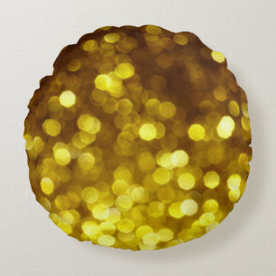 Goldener Glitzer: Festliche Weihnachtsstruktur. Rundes Kissen
